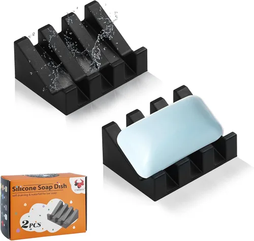 Miniatura 36 de Jabonera Autodrenante con Soporte, Jabonera de Silicona, para Baño, Cocina, Esponjas, Puede Extender la Vida del Jabón, Mantiene las Barras de Jabón