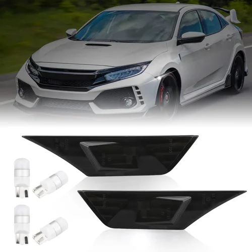 Miniatura 8 de Bestview 2 luces de posición laterales para Honda Civic de 10ª generación 2016-2021 Coupé Hatchback: lente ahumada parachoques delantero, luces