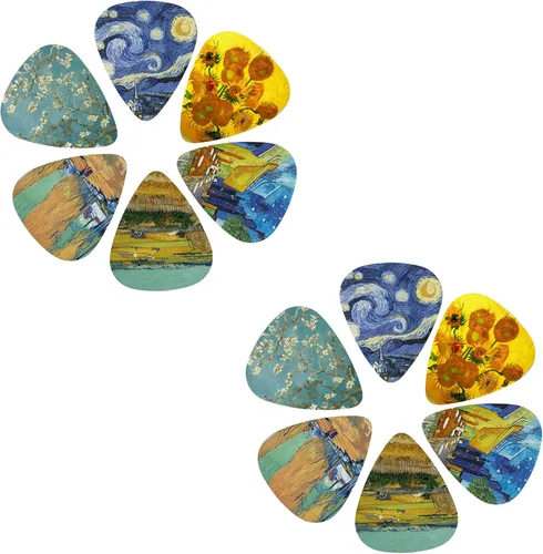 Miniatura 3 de Púas de guitarra Cheliz 12 púas de celuloide de calibre medio en una caja con soporte para púas. Regalo único de guitarra para bajo, guitarras Van