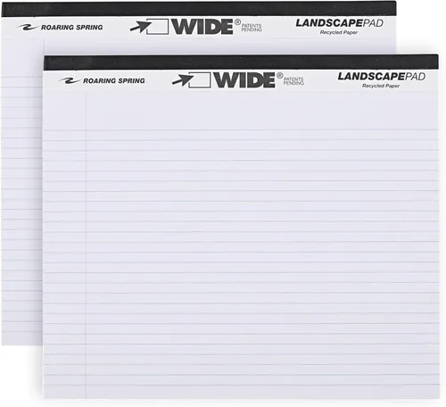 Miniatura 20 de ROARING SPRING Wide Landscape Legal Pad, amarillo canario, 2 blocs, 11 x 9.5 pulgadas, a rayas universitarias con margen, papel reciclado de 20