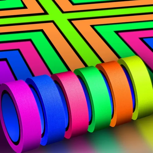 Whaline Cinta de tela Gaffer de neón de 6 colores, cinta fluorescente de luz negra UV para fiestas UV (0.6 pulgadas x 16.5 pies)
