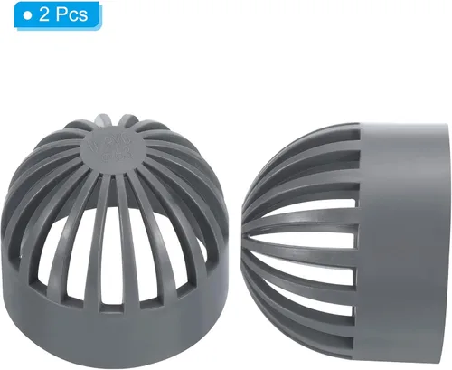Miniatura 3 de PATIKIL Cubierta de rejilla de drenaje de atrio de 2.480 in, paquete de 2 adaptadores redondos de tubería de drenaje de alcantarillado UPVC