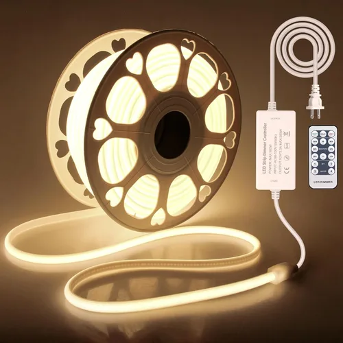 Miniatura 8 de COB Tira de Luces LED de 10 Pies 6000K Luz Diurna Blanca CA 110V-120V Luces de Cuerda LED Exterior Impermeable IP65 Alta Densidad 288LEDs/M Tira