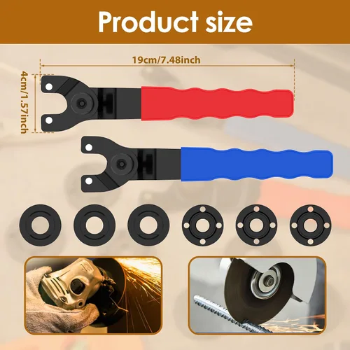 Miniatura 3 de Llave de amoladora angular universal ajustable con kit de tuerca de brida, llave de amoladora de tuerca de bloqueo, adecuada para amoladoras