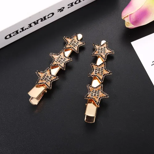 Miniatura 3 de Pinzas para el cabello con purpurina dorada y plateada para mujer, con diamantes de imitación, para fiestas, regalos (Año Nuevo 1, dorado)