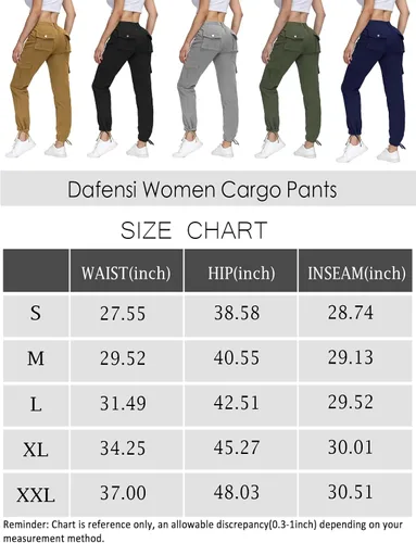 Miniatura 6 de Dafensi Women Cargo Pants High Waisted Casual Hiking Joggers Pants Adjustable Waist Cargos with 6 Pockets