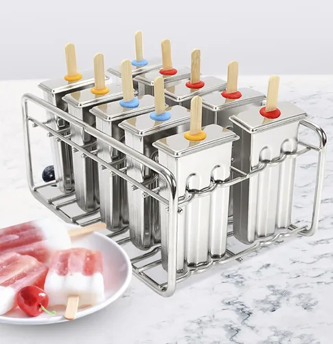Miniatura 14 de Moldes de paletas de acero inoxidable, 20 unidades, hechos en casa, reutilizables, para hacer helados, para hacer paletas de hielo de congelación