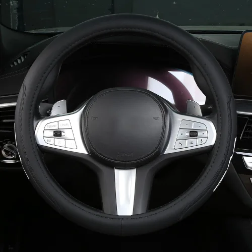 Miniatura 4 de Funda de cuero de microfibra para volante de 15 pulgadas, transpirable, compatible con Chrysler 300 300C/S, accesorios de automóvil