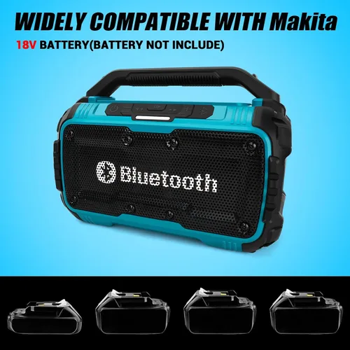Miniatura 4 de Altavoz Bluetooth inalámbrico compatible con batería Makita de 18 V máximo, Boombox inalámbrico portátil de 80 W, duradero para lugares de trabajo