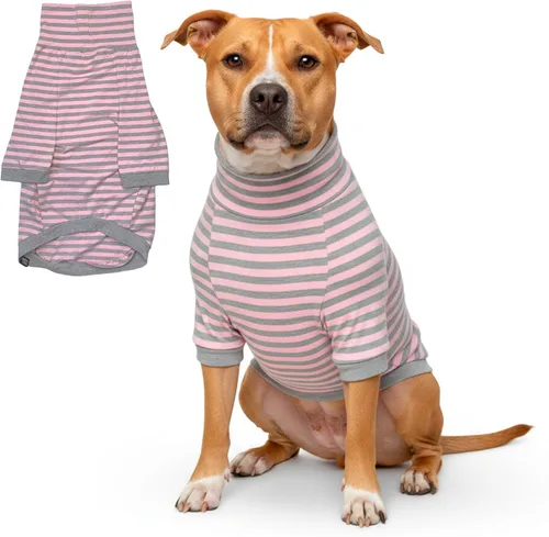 Miniatura 11 de Tooth & Honey Camisa para perros grandes, transpirable, de algodón y elastano, con cobertura completa debajo del vientre, para aliviar alergias