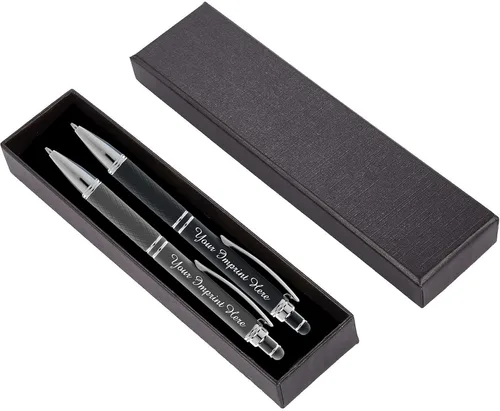 Miniatura 9 de ExpressDesigns™ - Set de regalo de bolígrafos personalizados - Paquete de 2 bolígrafos de metal suave al tacto con caja de regalo - Bolígrafo