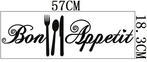 Miniatura 2 de Bon Appetit - Calcomanías de vinilo para cocina, azulejo, tenedor, cuchara, adhesivo de vinilo para cafetería, cafetería, tienda, restaurante, sala