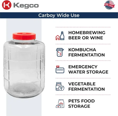 Miniatura 6 de Kegco Fermentador Carboy de vidrio de boca ancha de 7.1 galones Fabricación de cerveza casera y vino