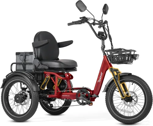 Miniatura 11 de Full Suspension Folding Electric Tricycle for Adults, Aluminum Alloy, Torque Sensor, 20MPH 100Miles 20×3 inch Fat Tire Electric Trike, 1200W 48V