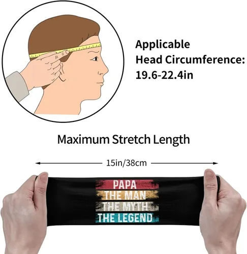Miniatura 7 de Papa The Man The Myth The Legend Headband for Men Women Sports Sweatband for Fitness Exercise Moisture Wicking Running Yoga Hairbands