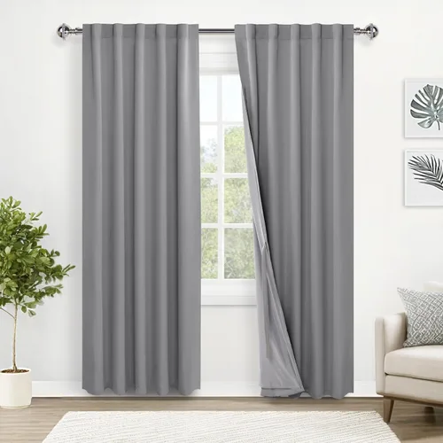 Miniatura 37 de XWZO Cortinas blancas 100% opacas con alzapaños, 2 capas gruesas completamente sombreadas con bolsillo para barra y pestaña trasera, cortinas