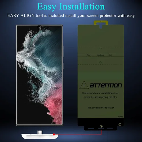 Miniatura 7 de LYWHL [Paquete de 2+2 para Samsung S22 Ultra Protector de Pantalla de Privacidad Mate [Compatible con Identificación de Huellas Dactilares]