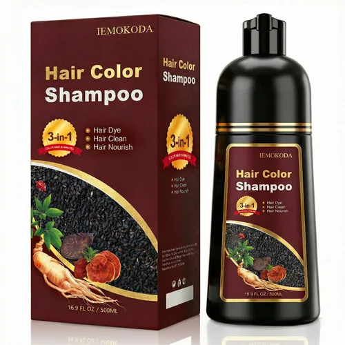 Champú para teñir el cabello de color castaño claro, champú para color de cabello 3 en 1 para cobertura de canas para mujeres y hombres, champú para
