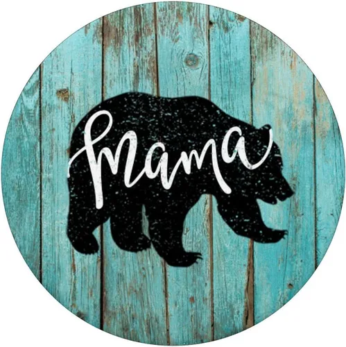 Miniatura 3 de Mama Bear – Tabla de madera rústica con diseño de oso turquesa, para regalo de granja – PopSockets Grip y soporte para teléfonos y tabletas