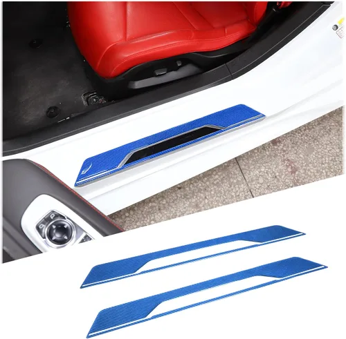 Miniatura 9 de Protector de umbral de puerta de fibra de carbono suave compatible con Chevrolet Corvette C8 2020-2026, tira de umbral de puerta, accesorios de tira