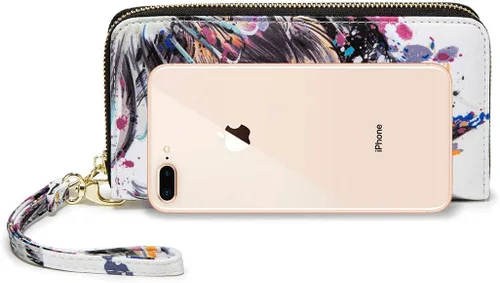 Miniatura 215 de Cartera de mano para mujer, estilo bohemio, con RFID, elegante, espaciosa con correa para viajes, capacidad para tarjetas, teléfono, dinero