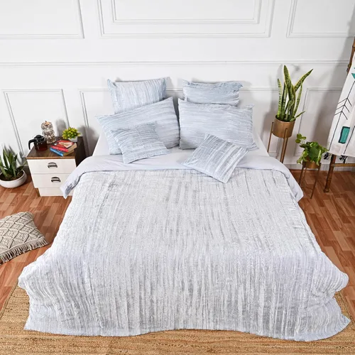 Miniatura 24 de Funda de edredón de terciopelo sólido ultra-luxe, ropa de cama boho UO, funda de colcha Donna, juego de edredón de 3 piezas, juego de cama de Azul