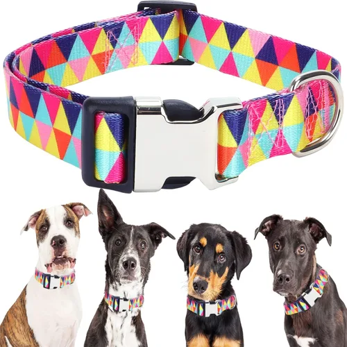 Miniatura 23 de Lindo collar para perros XS, pequeños, medianos y grandes, collar de nailon suave para mascotas, con estampado 3D multicolor, collares ajustables 5