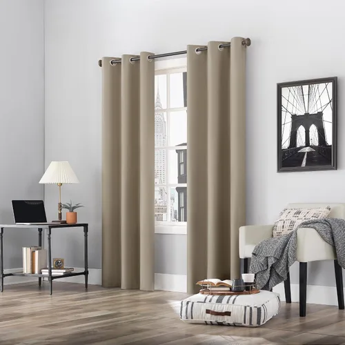 Miniatura 7 de Sun Zero Cyrus - Par de paneles de cortinas térmicas 100 % opacas con ojales, 40 x 96 pulgadas Beige piedra