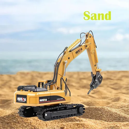 Miniatura 4 de Excavadora de taladro, juguetes de vehículos de construcción, camión de martillo hidráulico de aleación resistente, escala 1:50, taladro a presión