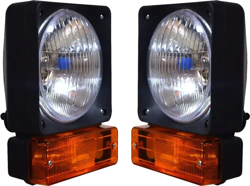 Retroexcavadoras Cargadoras Faro JCB Piezas Montaje Ámbar/Transparente Lente faro con bombillas de 12 V Compatible para JCB 2CX 3C 3XC 4CX