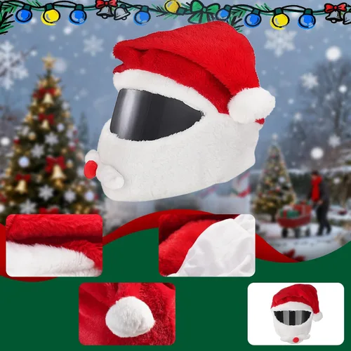 Miniatura 7 de Cubierta de casco de motocicleta de Navidad, sombrero de Santa para cubierta de casco, paseos divertidos, festivales, Navidad, invierno, cubierta