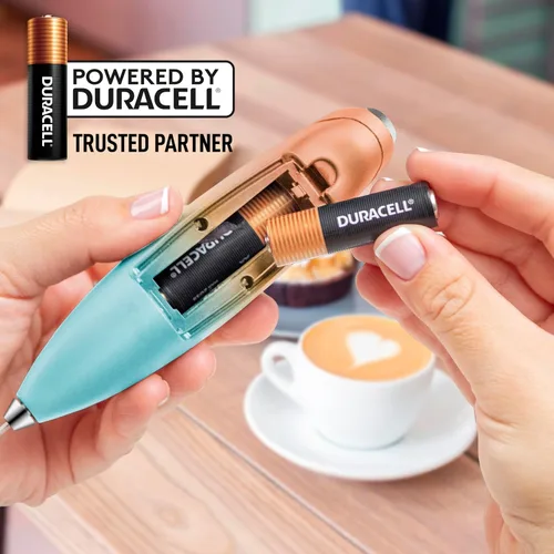 Miniatura 126 de Zulay Kitchen FrothMate Potente espumador de leche portátil y compacto para hacer espuma de mano, lattes, capuchinos Plateado transparente