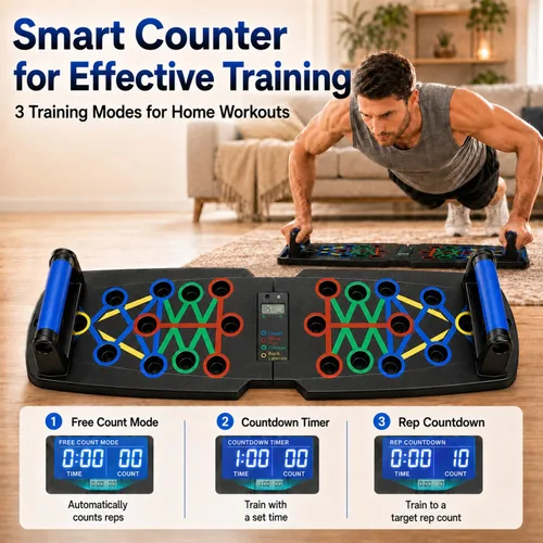Miniatura 2 de Push Up Board with Smart Counter, Foldable Home Workout Equipment for Men, Portable Pushup Board with Non-Slip Handles for Chest, Shoulders, Back &
