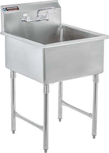 Miniatura 10 de DuraSteel 304 Fregadero Utilitario Comercial de Acero Inoxidable - 18 Pulgadas de Tubo Independiente, Fregadero de Preparación para Cocina con Grifo