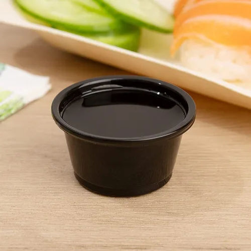Miniatura 6 de Restaurantware RW Base - Tazas de salsa de 0.8 onzas, 2000 tazas de condimento aptas para microondas, resistentes a las grietas, desechables de Negro