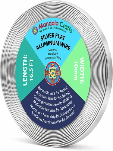Miniatura 14 de Mandala Crafts Alambre de aluminio anodizado plano de 0.118 in para fabricación de joyas, alambre de bisel negro flexible de color de 33 pies