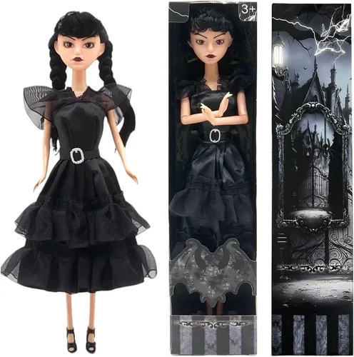 Miniatura 7 de Dumwick Muñeca Adams de 11.5" con Caja de Regalo, Tacones Altos, Vestido Negro y Cabello, Regalo de Juguetes Perfecto para Navidad y Cumpleaños