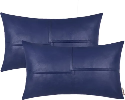 Miniatura 23 de BRAWARM Fundas de almohada de tiro de cuero sintético de 18 x 18 pulgadas, fundas de almohada de cuero marrón foca paquete de 2, almohadas Sello