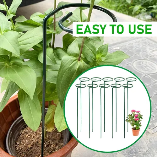 Miniatura 7 de 4 estacas para plantas de jardín para flores, soporte de metal para plantas de jardín de un solo tallo, soporte de flores de jardín para plantas