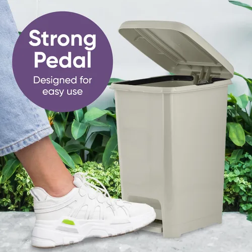 Miniatura 4 de Superio Bote de basura delgado con pedal de pie, bote de basura de 6.5 galones con tapa, cubo de basura de plástico mediano, papelera para baño
