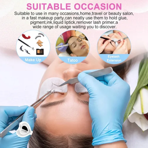 Miniatura 6 de NXJ INFILILA Anillos de pegamento para extensiones de pestañas, 100 anillos desechables para pestañas con forma de corazón encantador, tazas