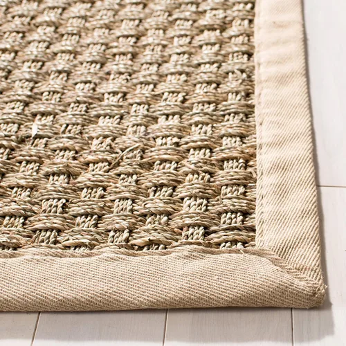 Miniatura 6 de SAFAVIEH Alfombra de área de 5x8 - Colección de fibra natural - Natural y beige, hierba marina, patrón de tejido de canasta con borde (NF114A)