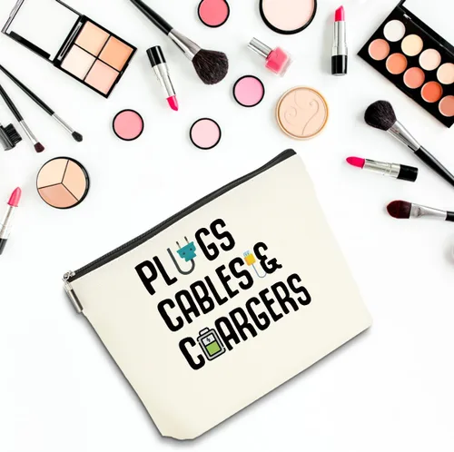 Miniatura 5 de Bolsa organizadora de cables de 2 piezas, divertida bolsa de maquillaje, bolsa de carga, bolsa de cosméticos, bolsa de almacenamiento de viaje