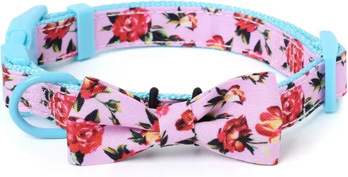 Miniatura 8 de Mile High Life Collares para perras hembras Lindo collar bandana Collares de tela de polialgodón suave para perros medianos Patrón de flores