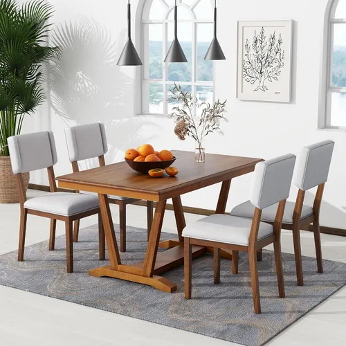Miniatura 14 de Juego de mesa de comedor de altura de mostrador, juego de mesa de bar de madera de 5 piezas con mesa de comedor de almacenamiento grande, diseño que
