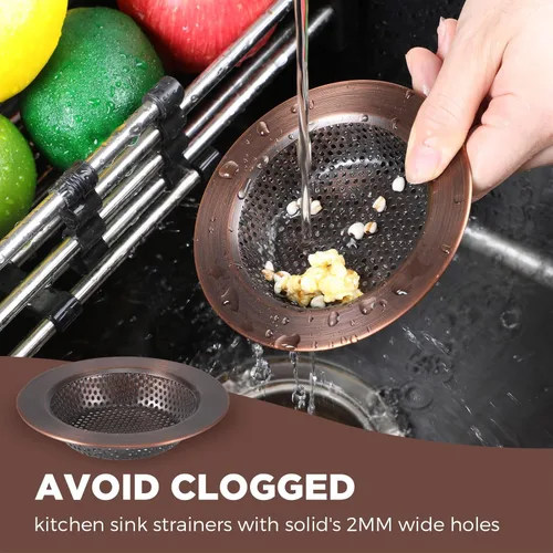 Miniatura 7 de Mudder 3 piezas de colador y tapón de drenaje para fregadero de cocina, tapón de eliminación de basura de acero inoxidable con asa, filtro universal