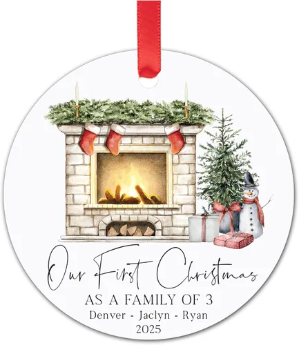 Miniatura 10 de Adorno de Navidad de familia de tres – Regalos para padres recién nacidos – Regalos para padres nuevos para parejas – Adornos de Navidad 2