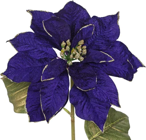 Miniatura 16 de Briful Flores de Pascua con Purpurina Navideñas de Cabezas Grandes de 12 Pulgadas Adornos para Árbol de Navidad Juego de 4 Flores Artificiales
