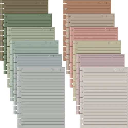 Miniatura 8 de PerKoop 12 paquetes de 480 hojas de papel de recambio de argollas de colores 8.5 x 11 pulgadas con rayas universitarias, tamaño carta, papel rayado