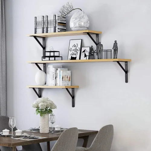 Miniatura 5 de Kersally Soportes de estante de 6 pulgadas, paquete de 4 soportes en L resistentes para estantes, soportes metálicos triangulares de 90 grados